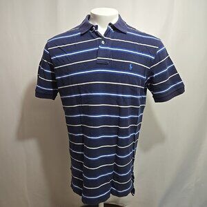 Vintage Polo Ralph Lauren Knit Polo Shirt Mens Size Large Blue Striped 90s Y2K